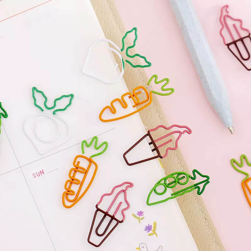 10 Pcs Fruit Shape Paper Clips Colorful Bookmark Office Set
