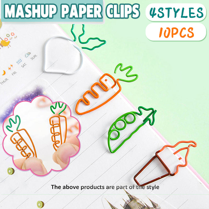 10 Pcs Fruit Shape Paper Clips Colorful Bookmark Office Set