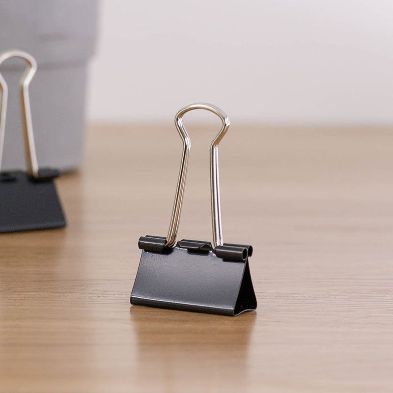 20 Pcs Bulldog Foldback Binder Clips Black Steel with Folding Arms