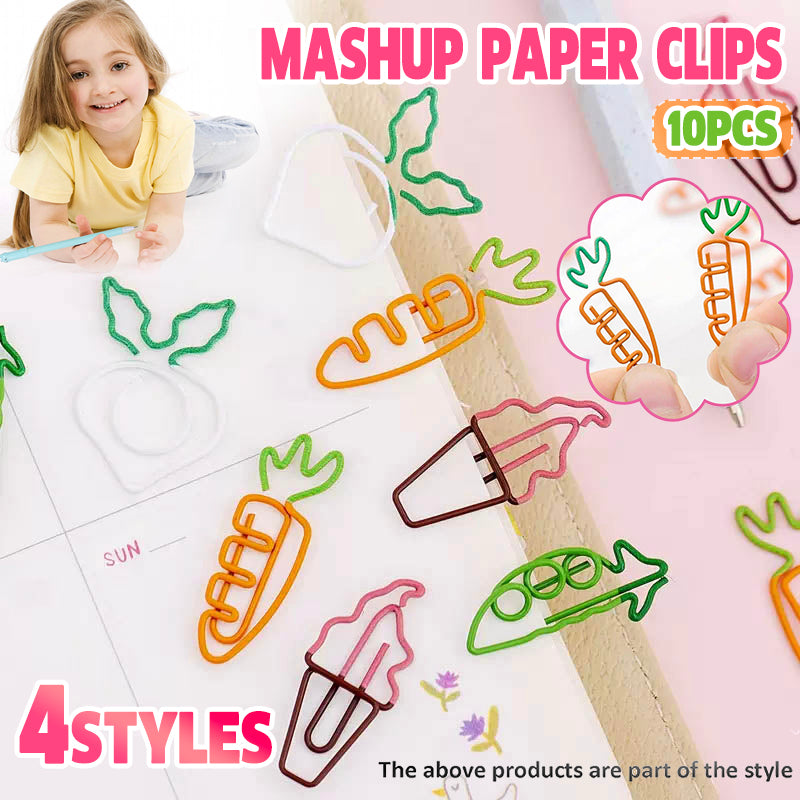 10 Pcs Fruit Shape Paper Clips Colorful Bookmark Office Set