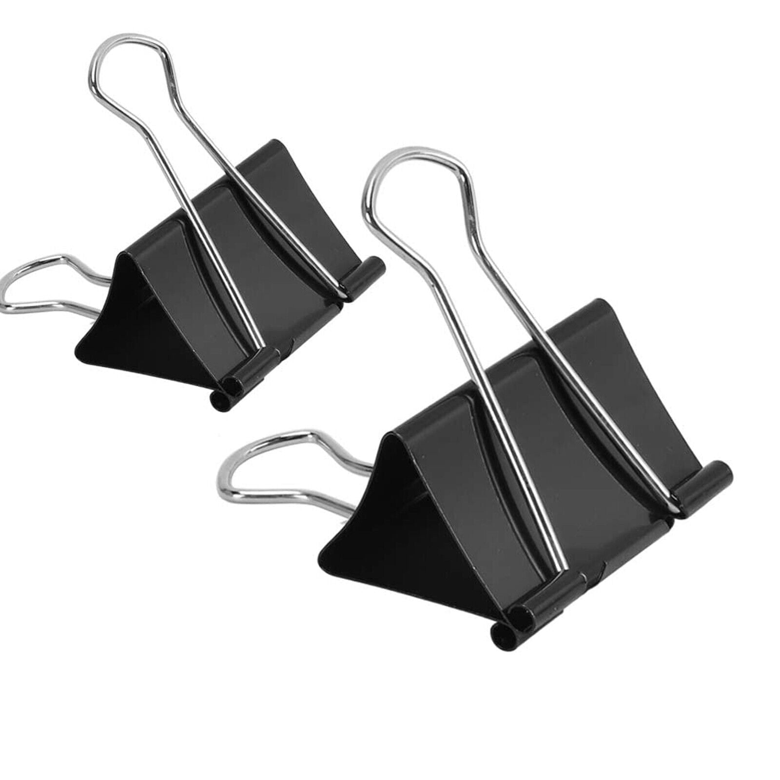 20 Pcs Bulldog Foldback Binder Clips Black Steel with Folding Arms