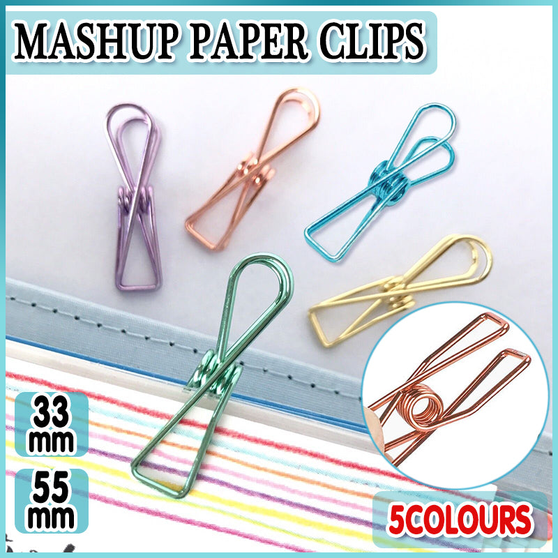 10 Pcs Spring Paperclips 33/55 mm Assorted Colours