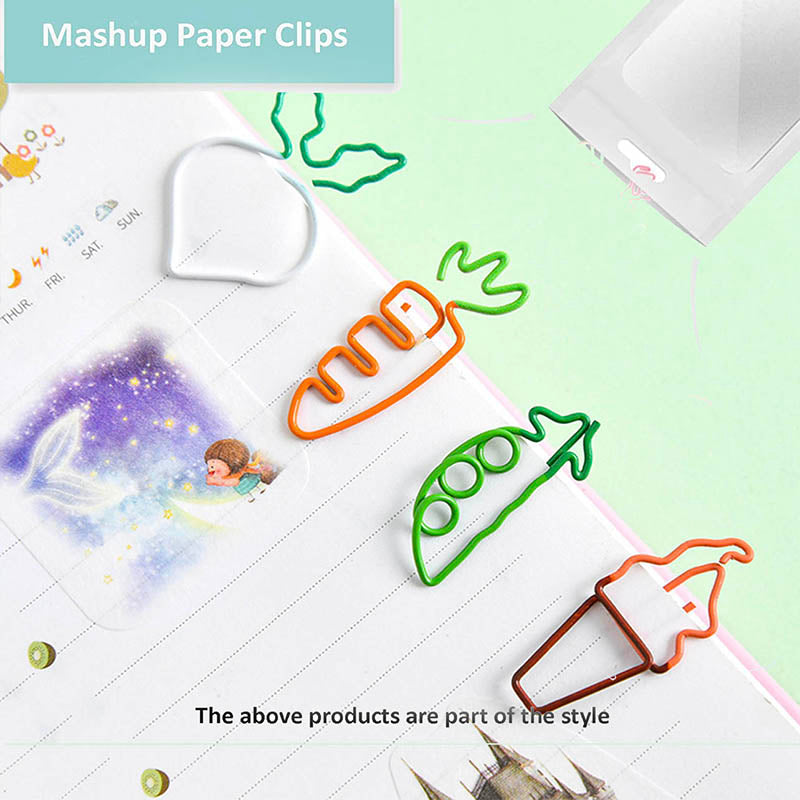 10 Pcs Fruit Shape Paper Clips Colorful Bookmark Office Set