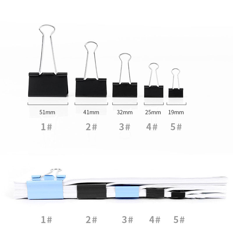 20 Pcs Bulldog Foldback Binder Clips Black Steel with Folding Arms