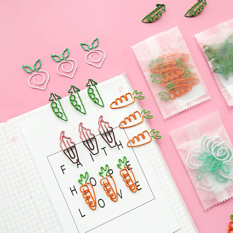 10 Pcs Fruit Shape Paper Clips Colorful Bookmark Office Set