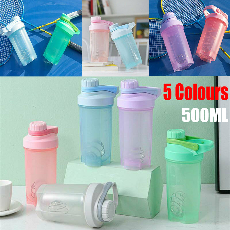 500ml Protein Shake Bottle with Mixing Ball Lid Seal Sports Water Bottle