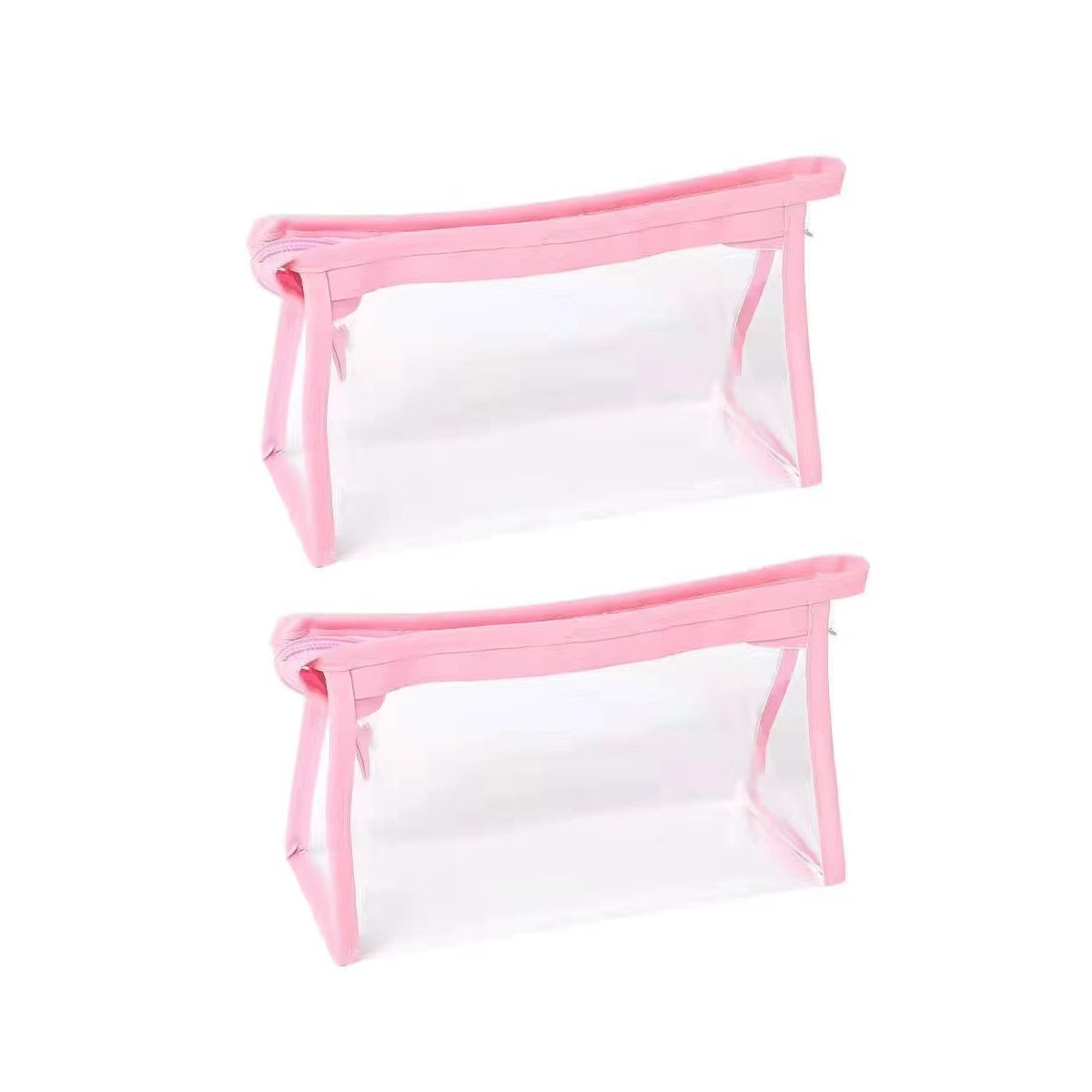 2 Pcs Transparent PVC Pencil Case with Colourful Zipper