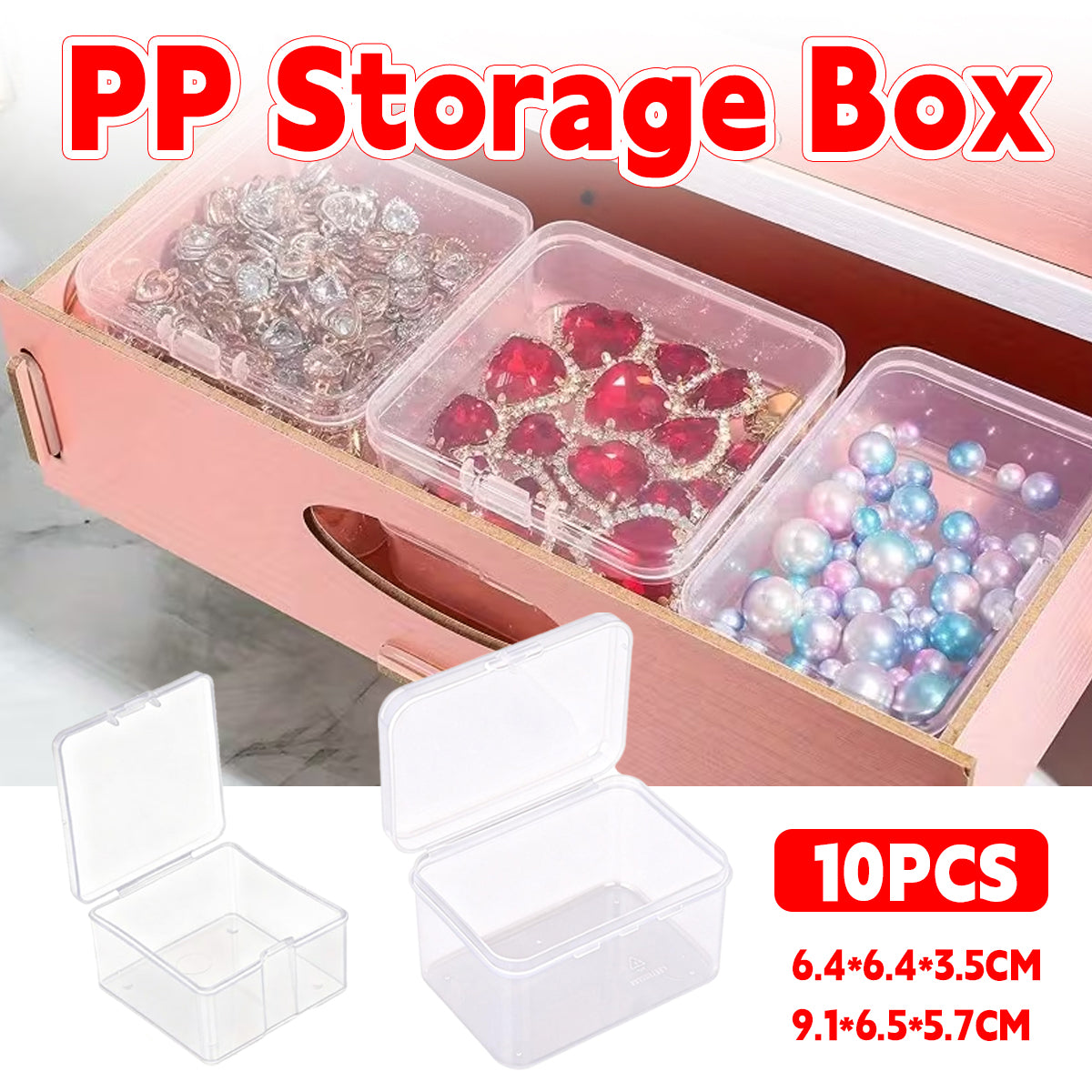 10pcs Mini Clear Plastic Boxes with Snap Lids