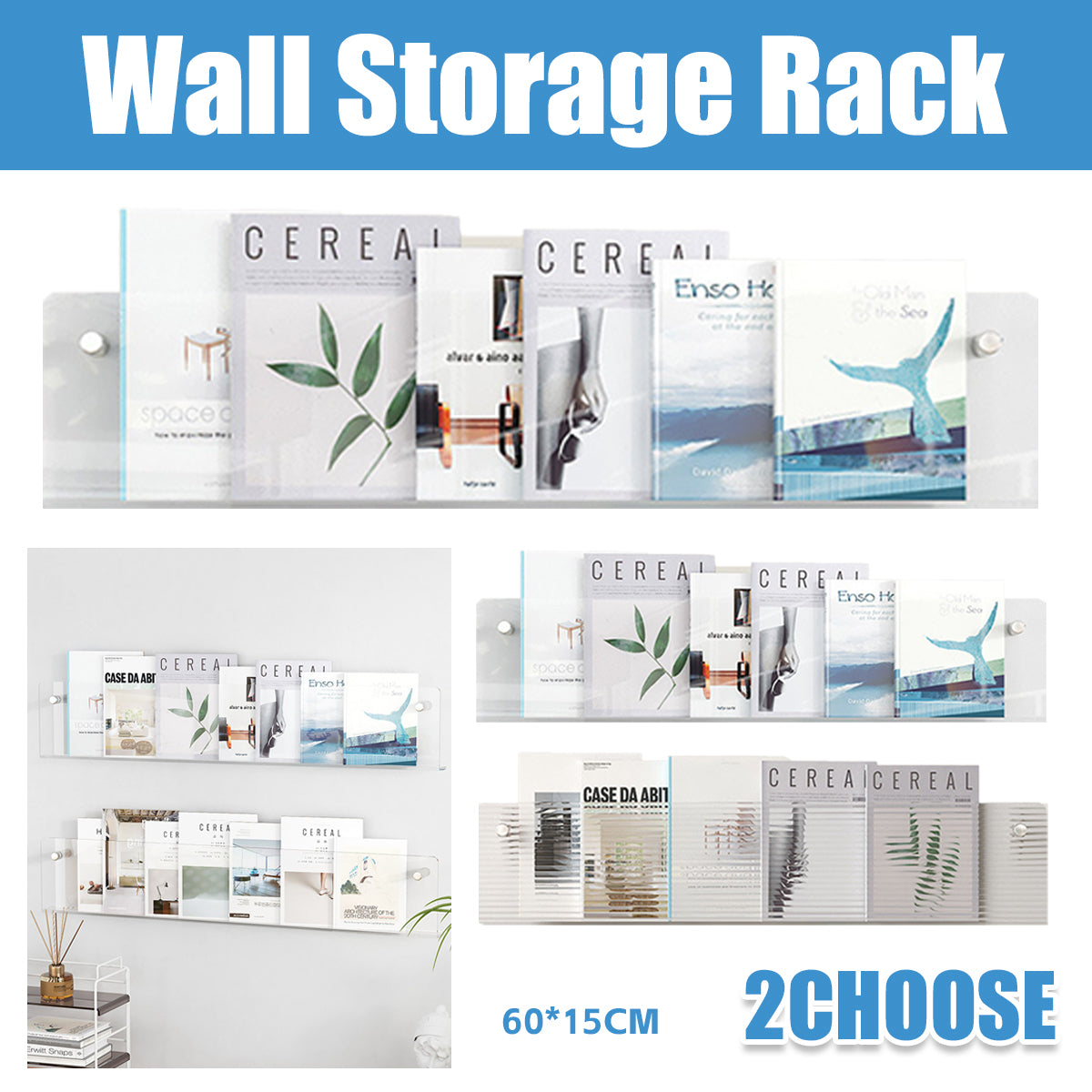 Wall-Mount Acrylic Storage Rack Floating Shelf