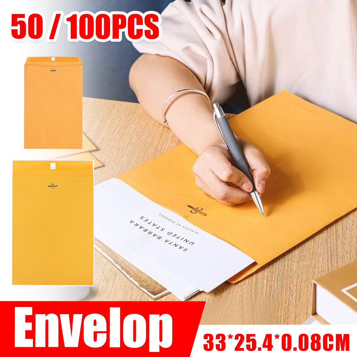 Yellow Kraft Paper Envelope Bag for Documents