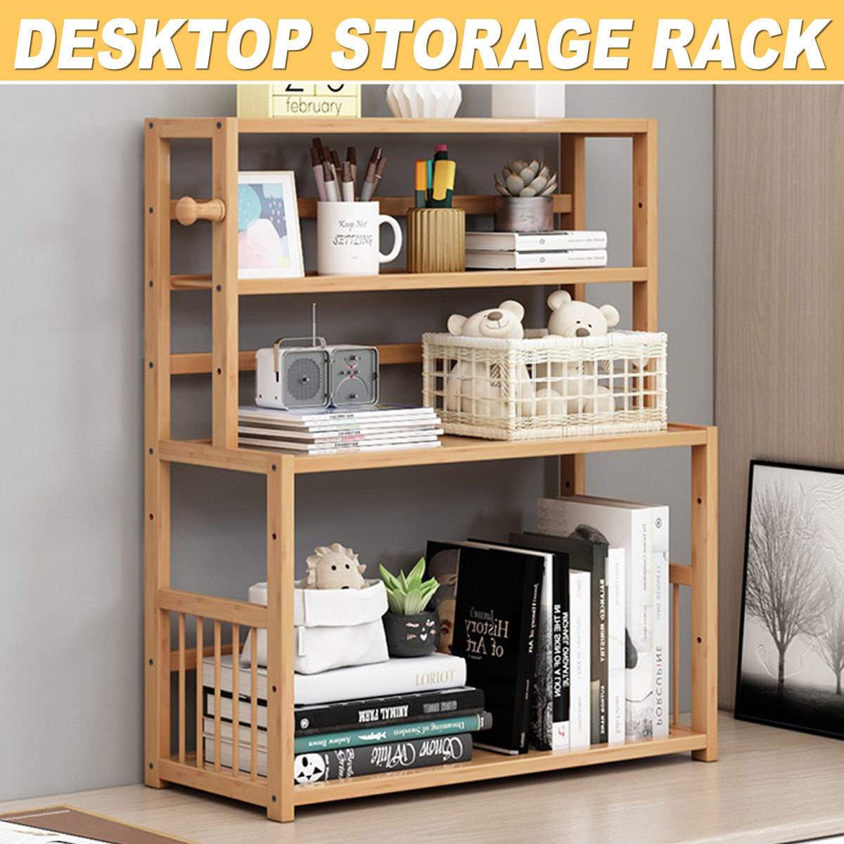3-Tier Bamboo Bookshelf for Desktop Storage