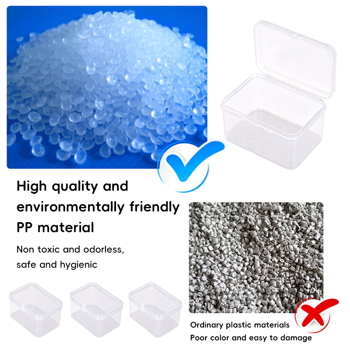 10pcs Mini Clear Plastic Boxes with Snap Lids