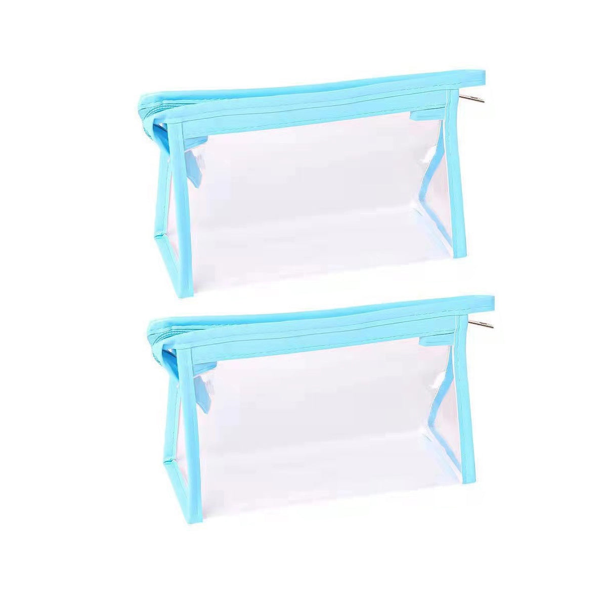 2 Pcs Transparent PVC Pencil Case with Colourful Zipper