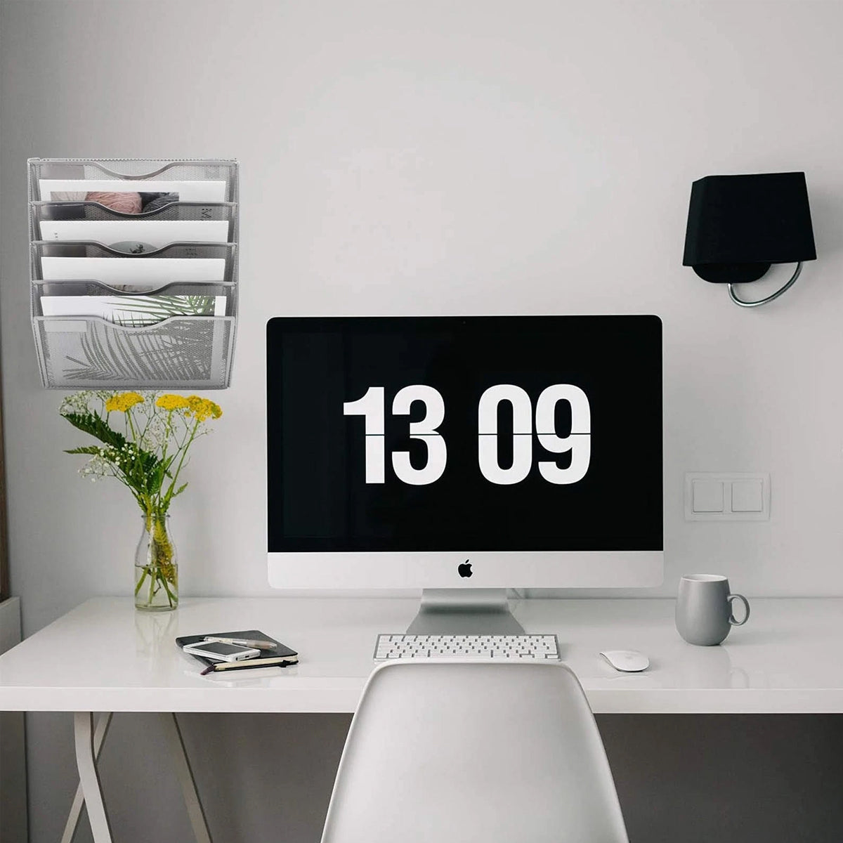 Wall-Mounted 5-Tier Metal Mesh File Organiser Rack