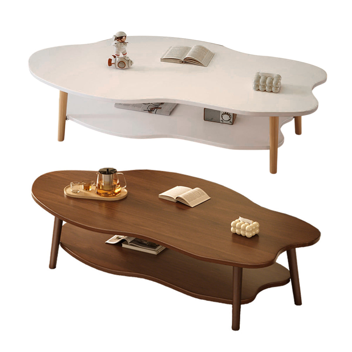 Double-Tiered Coffee Table with Organic Shape