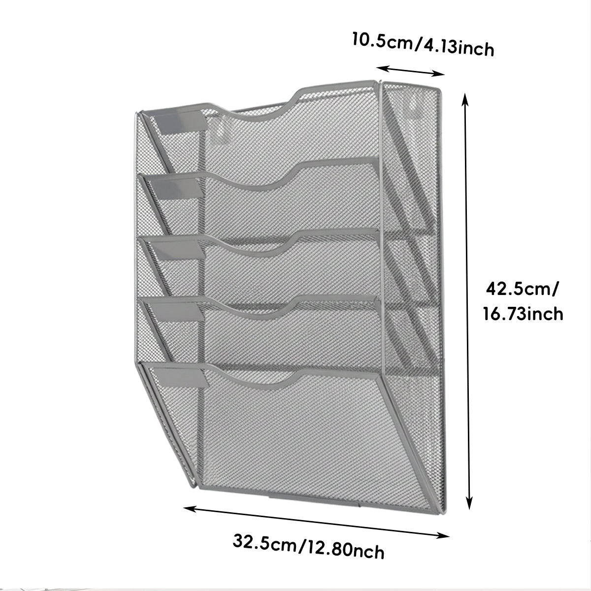 Wall-Mounted 5-Tier Metal Mesh File Organiser Rack