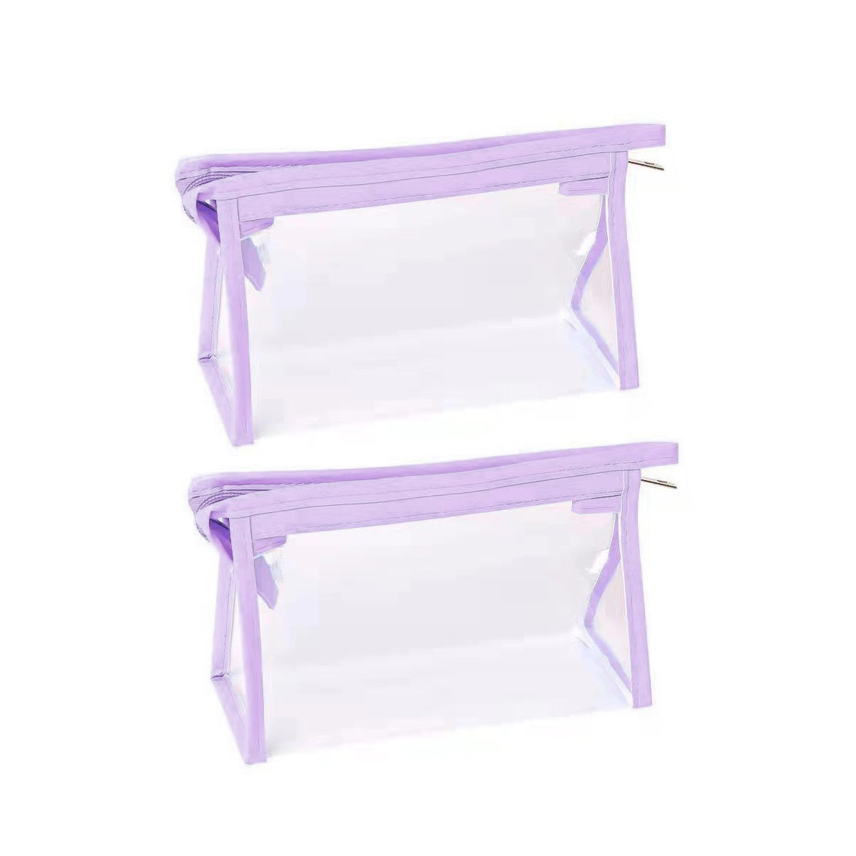 2 Pcs Transparent PVC Pencil Case with Colourful Zipper