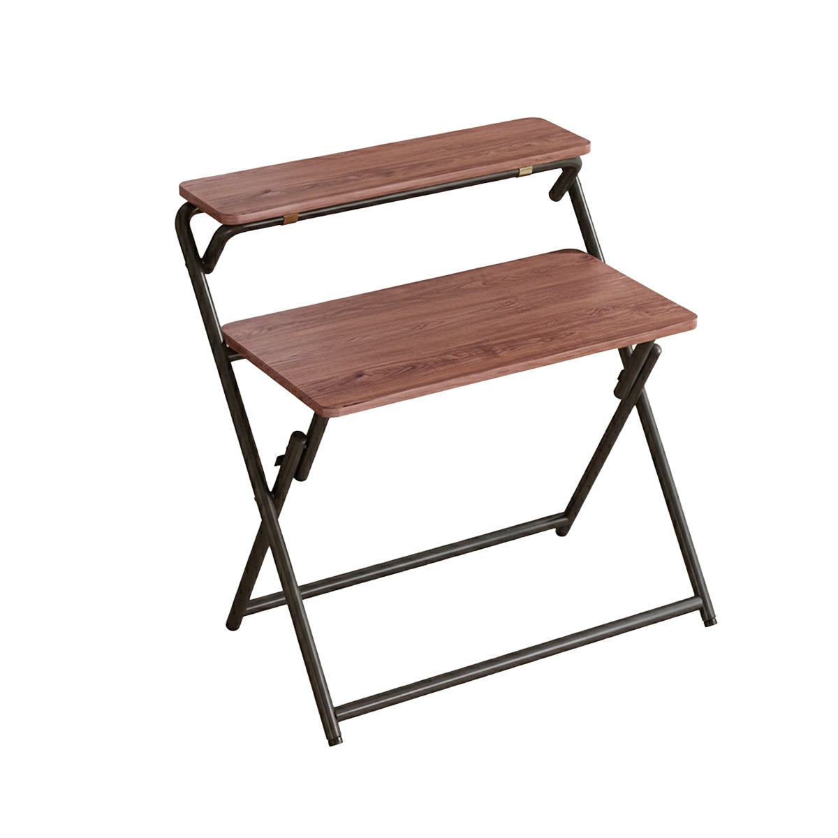 Double Layer Foldable Desk with Metal Frame Study