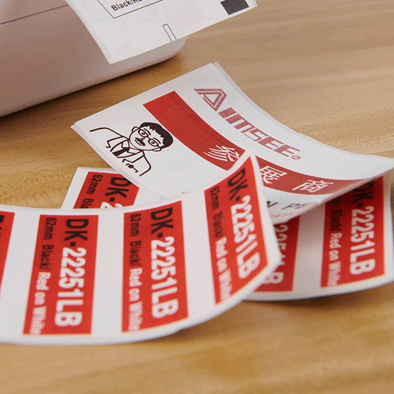 8 Rolls Thermal Label Paper White Continuous Sticker Set