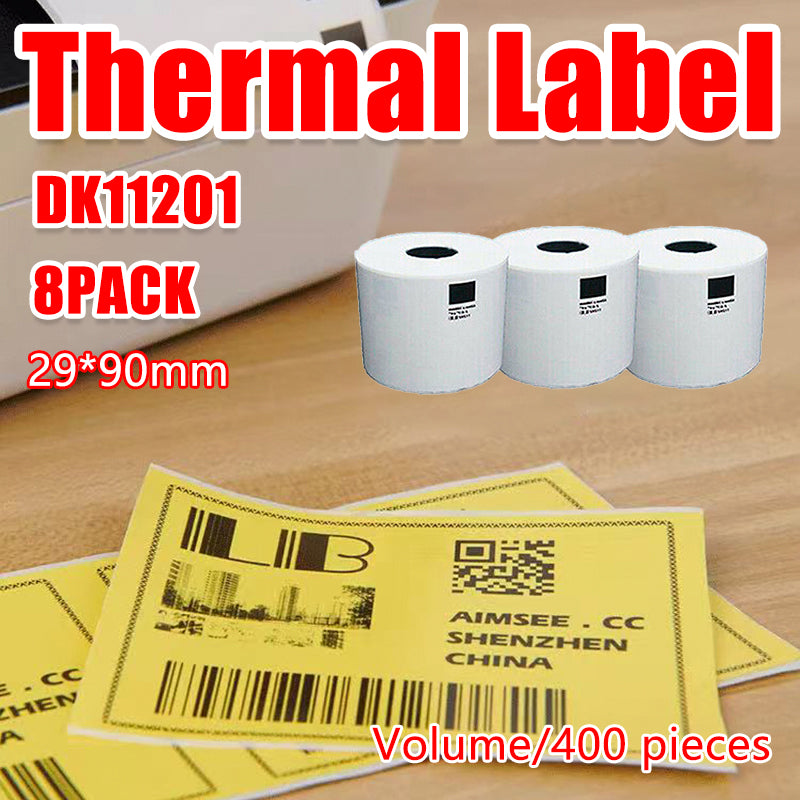 8 Rolls Thermal Label Paper White Continuous Sticker Set