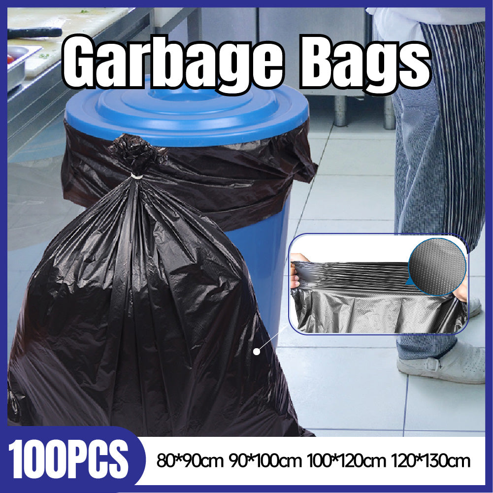 100 Pcs Black Garbage Bags Large Size Heavy Duty Trash Liners