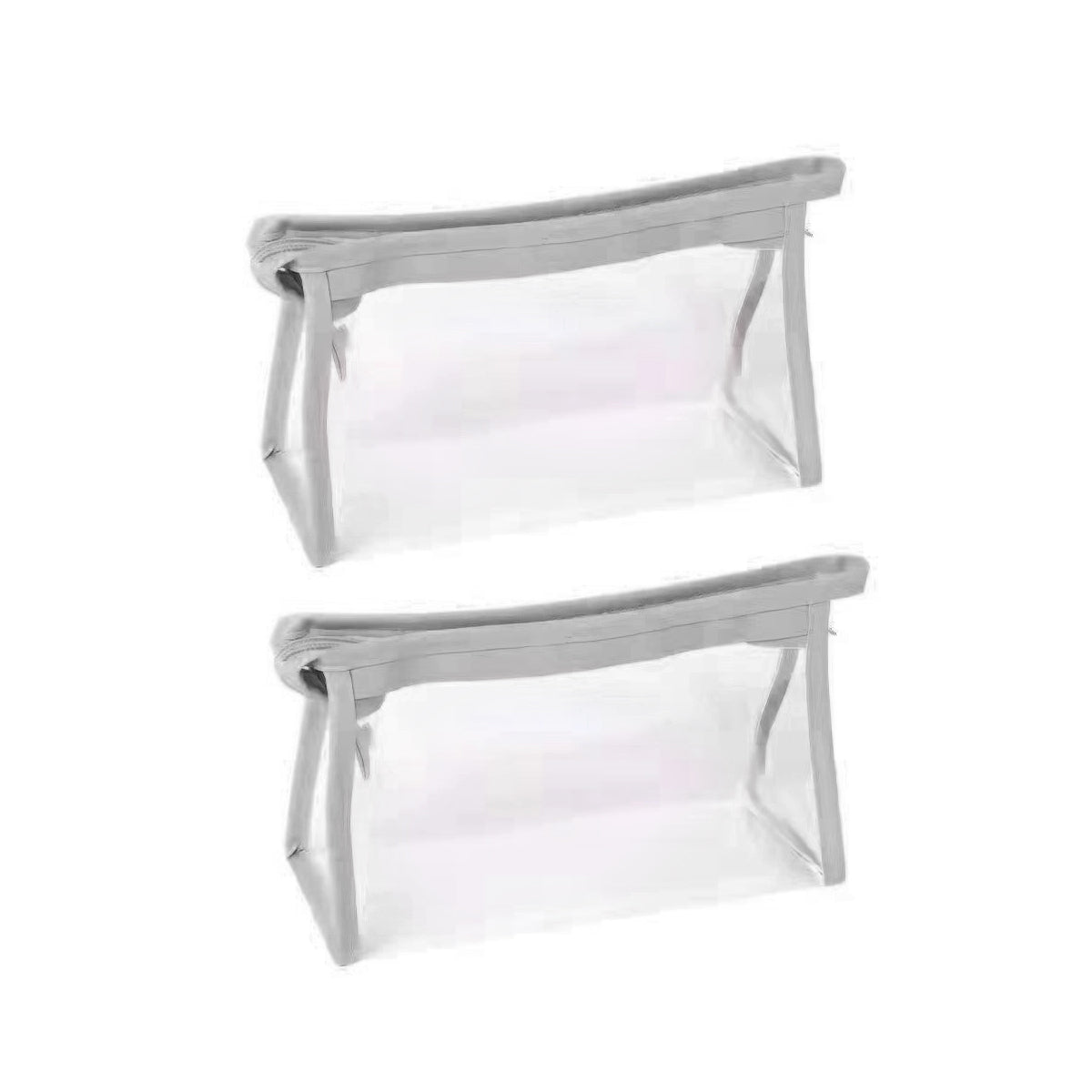 2 Pcs Transparent PVC Pencil Case with Colourful Zipper