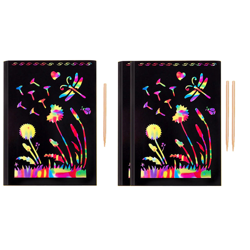 Scratch Paper Rainbow Art Set with Bamboo Pen for Kids