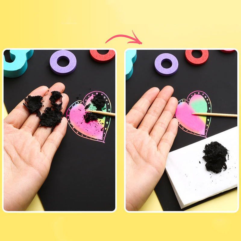 Scratch Paper Rainbow Art Set with Bamboo Pen for Kids