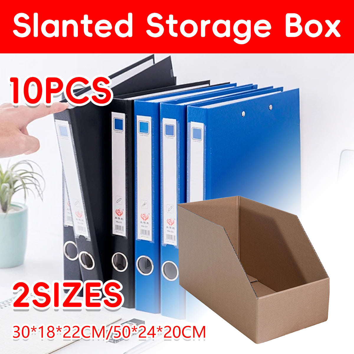 10 Pcs Slanted Storage Display Boxes Office Document Cardboard Organiser