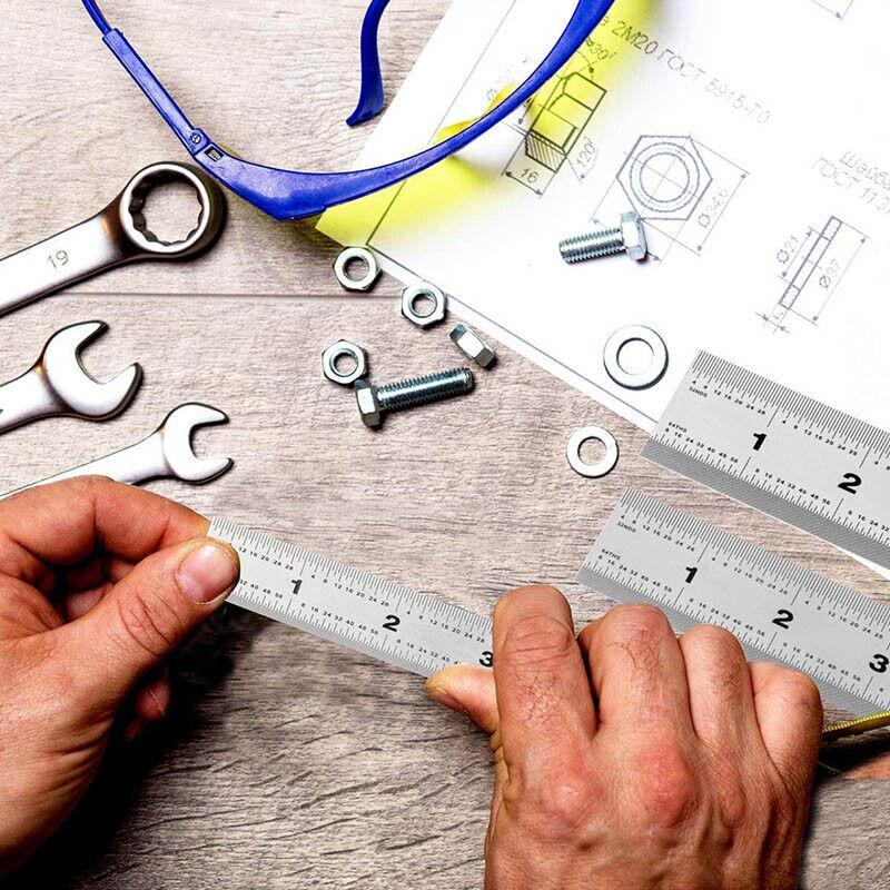 10cm 15cm 20cm Double Sided Stainless Steel Metal Ruler Rule Precision