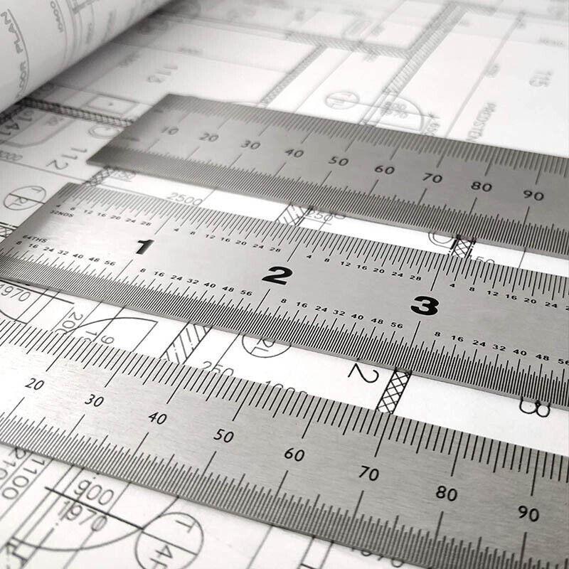 10cm 15cm 20cm Double Sided Stainless Steel Metal Ruler Rule Precision