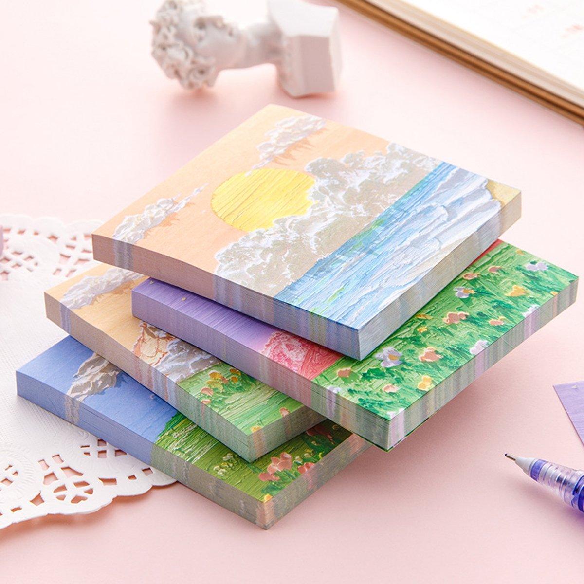 800 Sheets Colorful Oil Painting Sticky Notes Square Pads