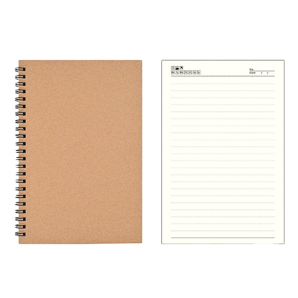 6 Pcs A5 Spiral Notebooks Kraft Cover Lined Paper