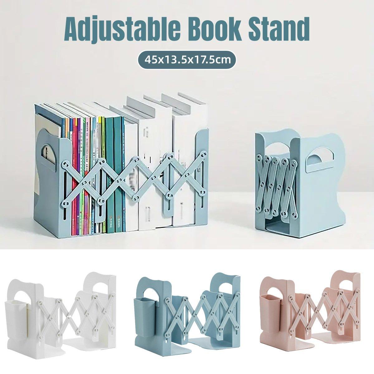 Adjustable Desktop Bookshelf Organiser with Pen Holder Plastic