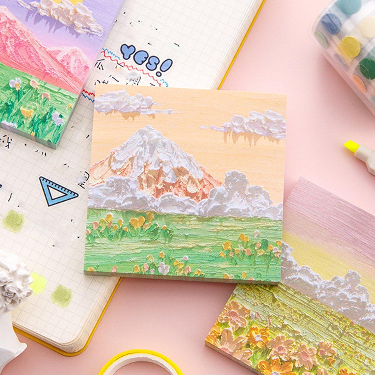 800 Sheets Colorful Oil Painting Sticky Notes Square Pads