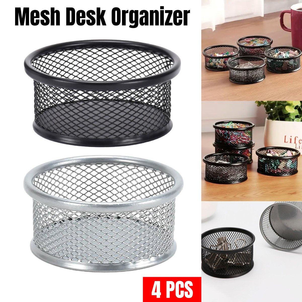 4 Pcs Paper Clip Holder Storage Tube Metal Desk Organiser