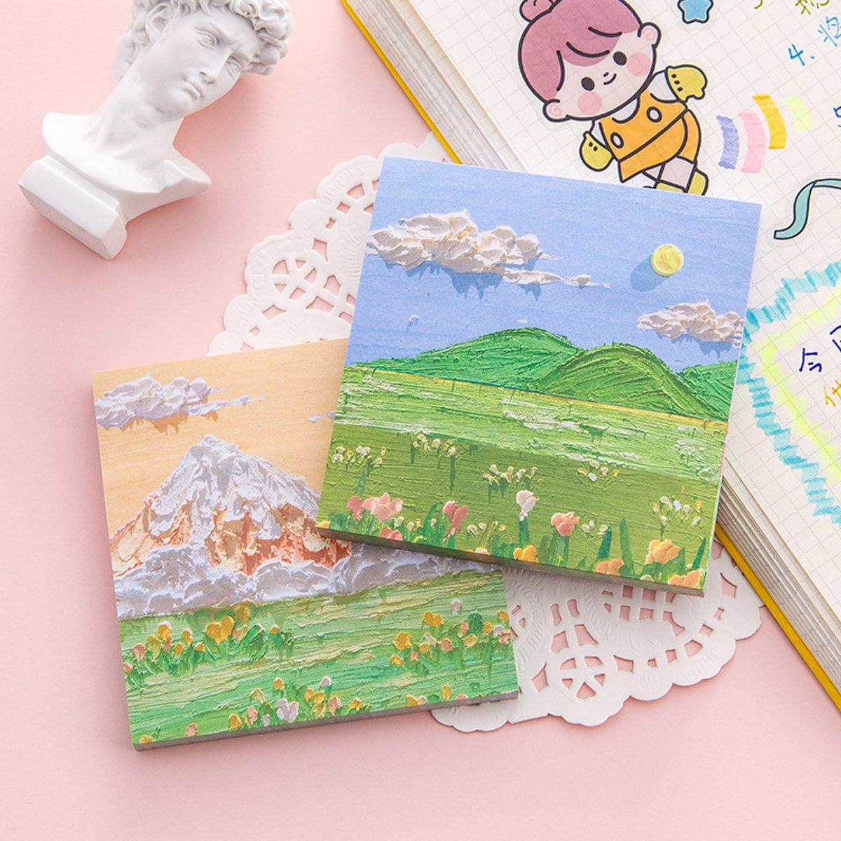 800 Sheets Colorful Oil Painting Sticky Notes Square Pads