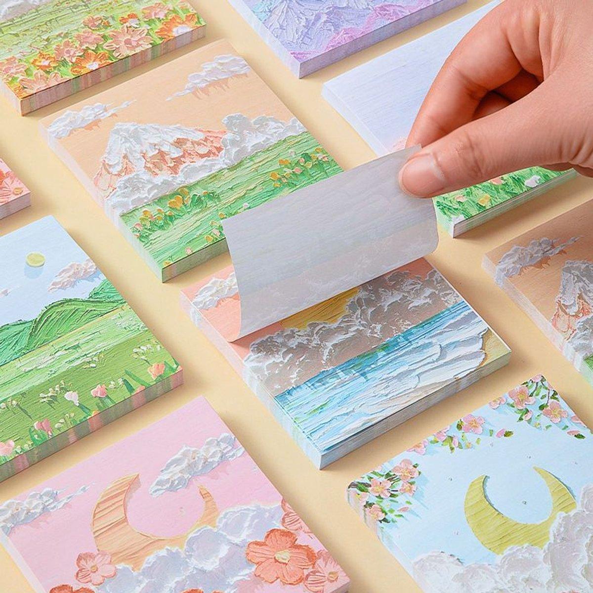 800 Sheets Colorful Oil Painting Sticky Notes Square Pads
