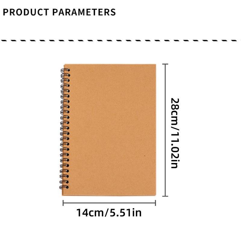 6 Pcs A5 Spiral Notebooks Kraft Cover Lined Paper