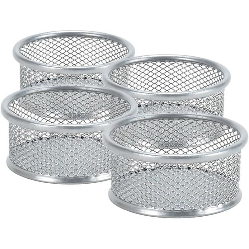 4 Pcs Paper Clip Holder Storage Tube Metal Desk Organiser