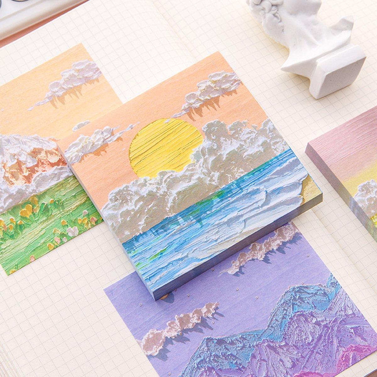 800 Sheets Colorful Oil Painting Sticky Notes Square Pads