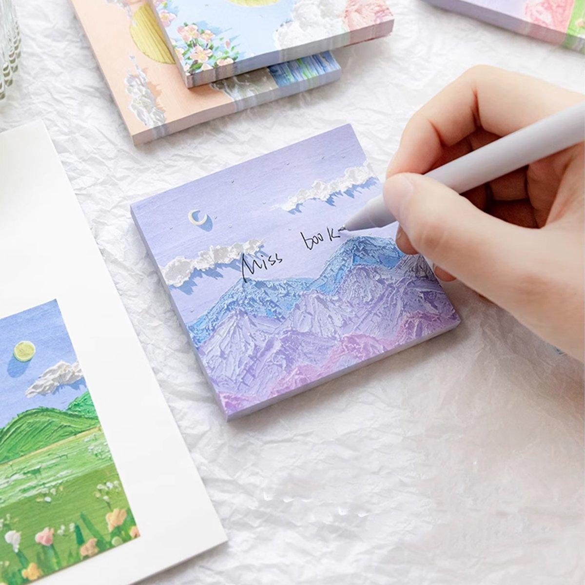 800 Sheets Colorful Oil Painting Sticky Notes Square Pads
