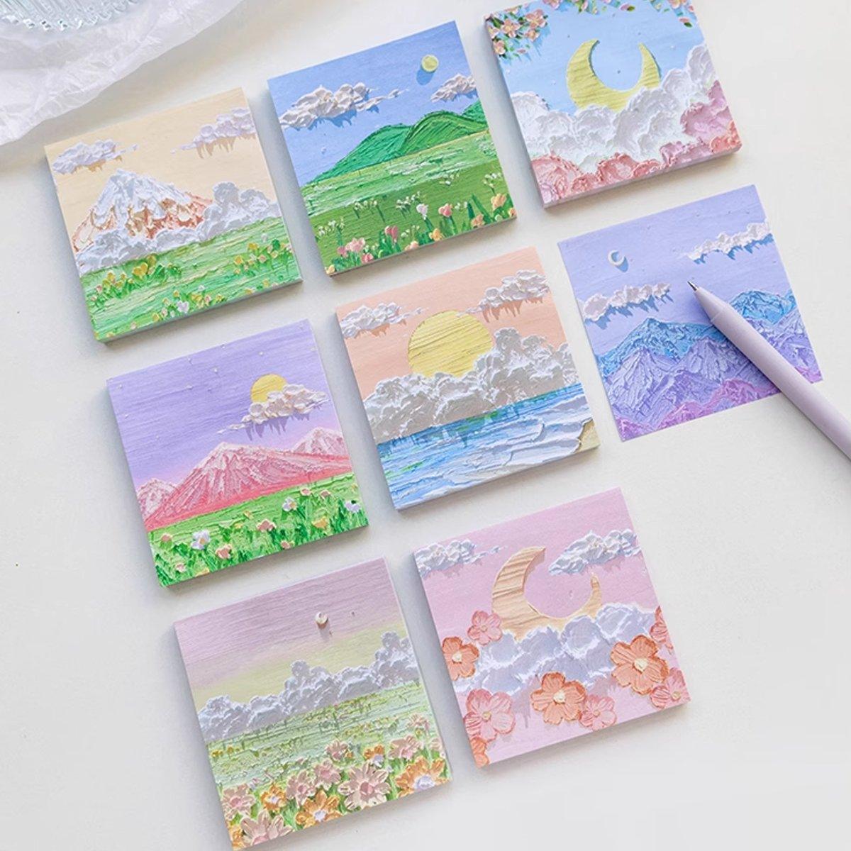 800 Sheets Colorful Oil Painting Sticky Notes Square Pads