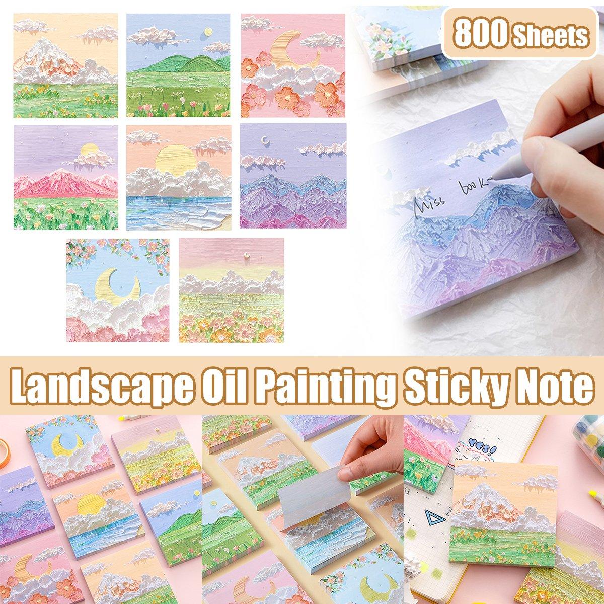 800 Sheets Colorful Oil Painting Sticky Notes Square Pads