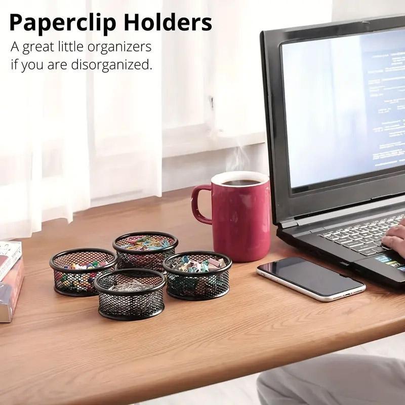 4 Pcs Paper Clip Holder Storage Tube Metal Desk Organiser