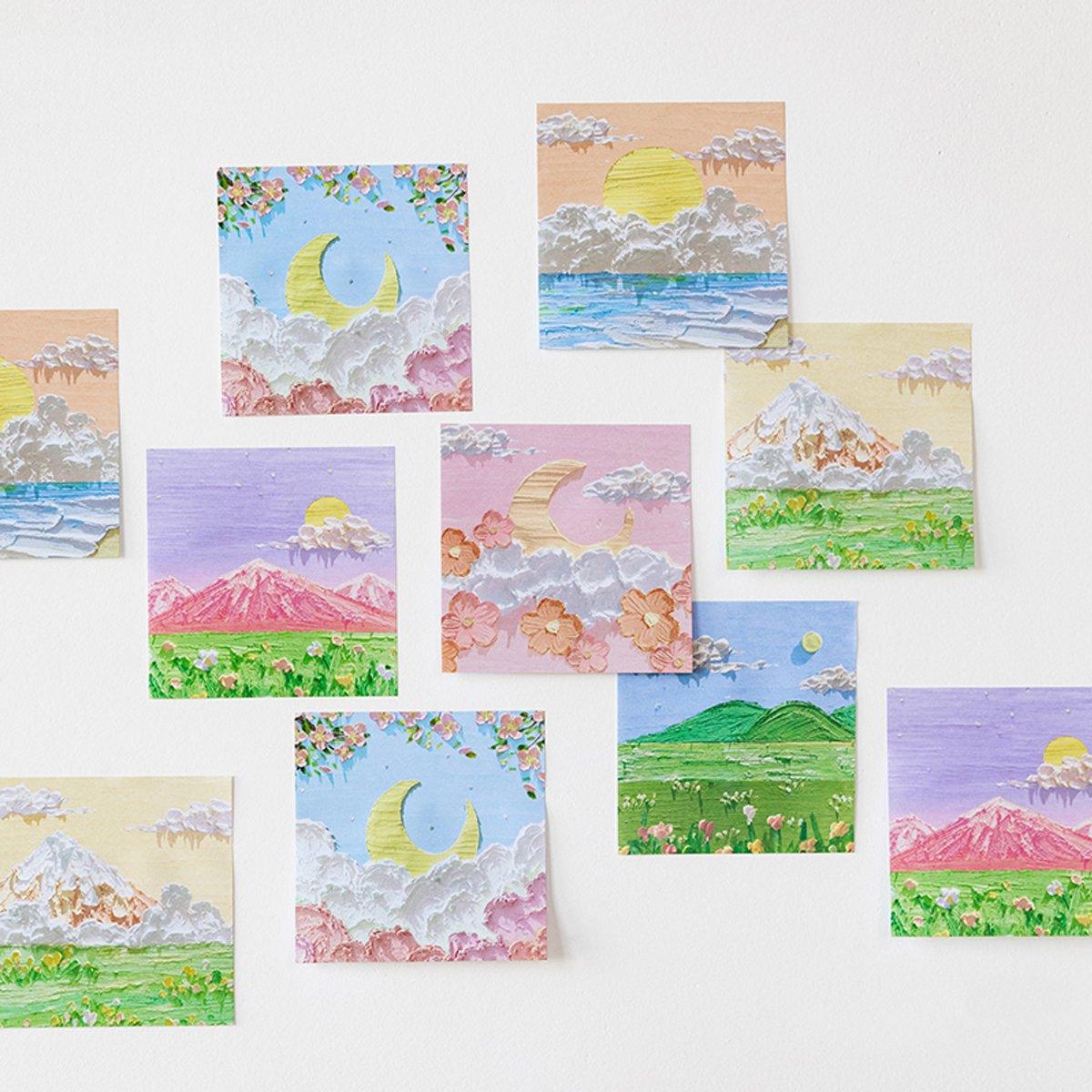 800 Sheets Colorful Oil Painting Sticky Notes Square Pads