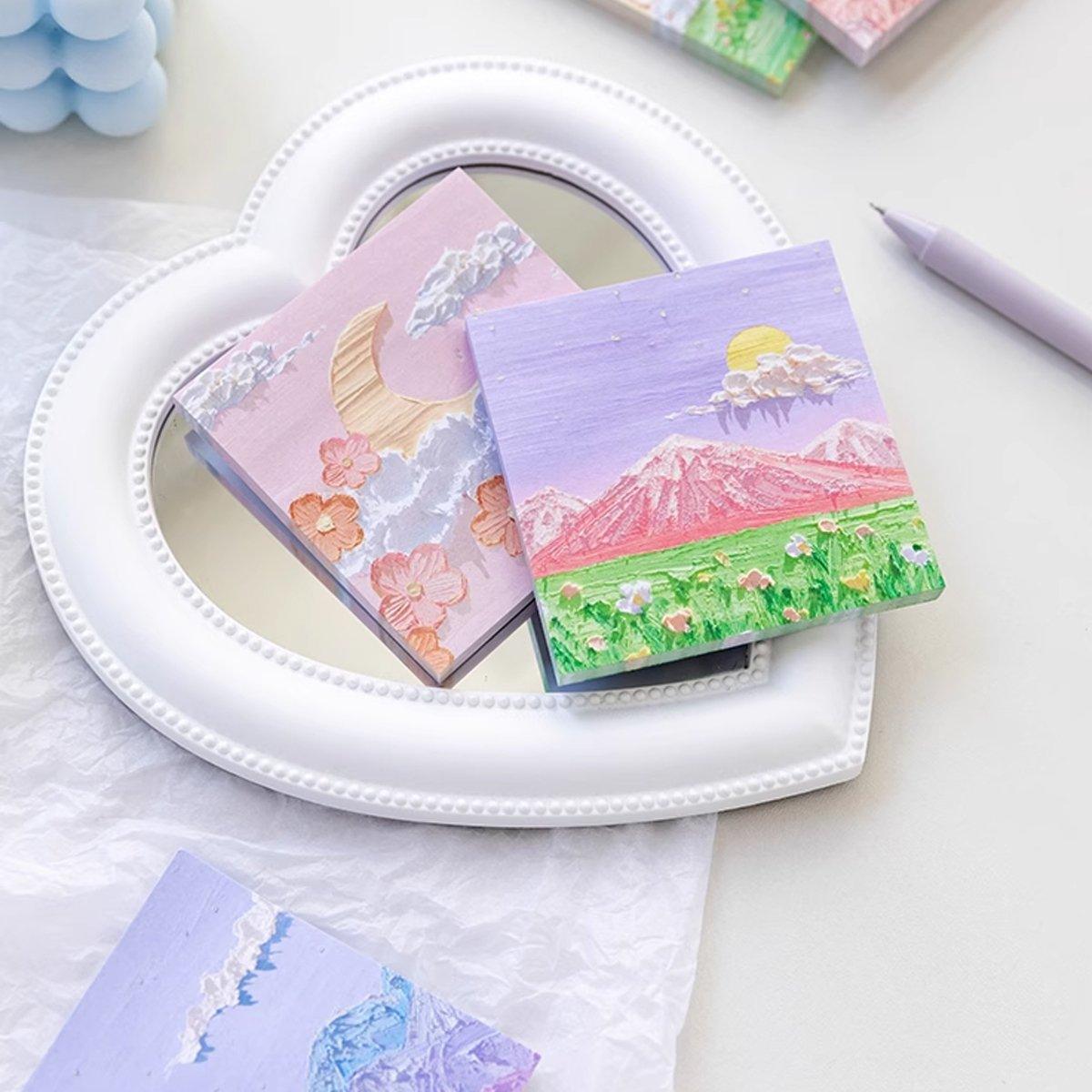 800 Sheets Colorful Oil Painting Sticky Notes Square Pads