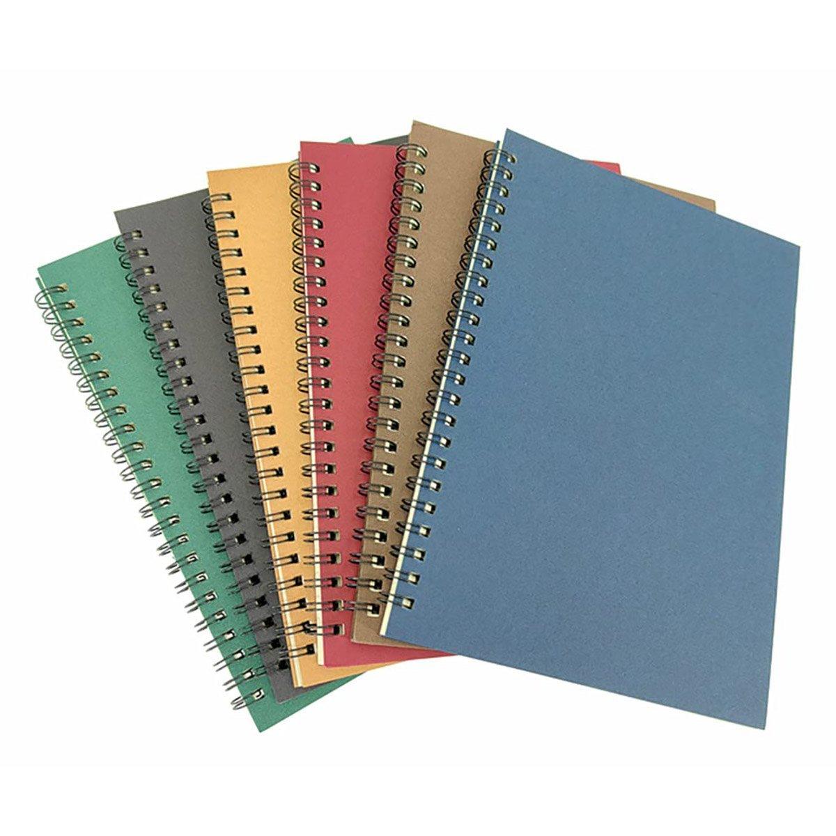 6 Pcs A5 Spiral Notebooks Kraft Cover Lined Paper