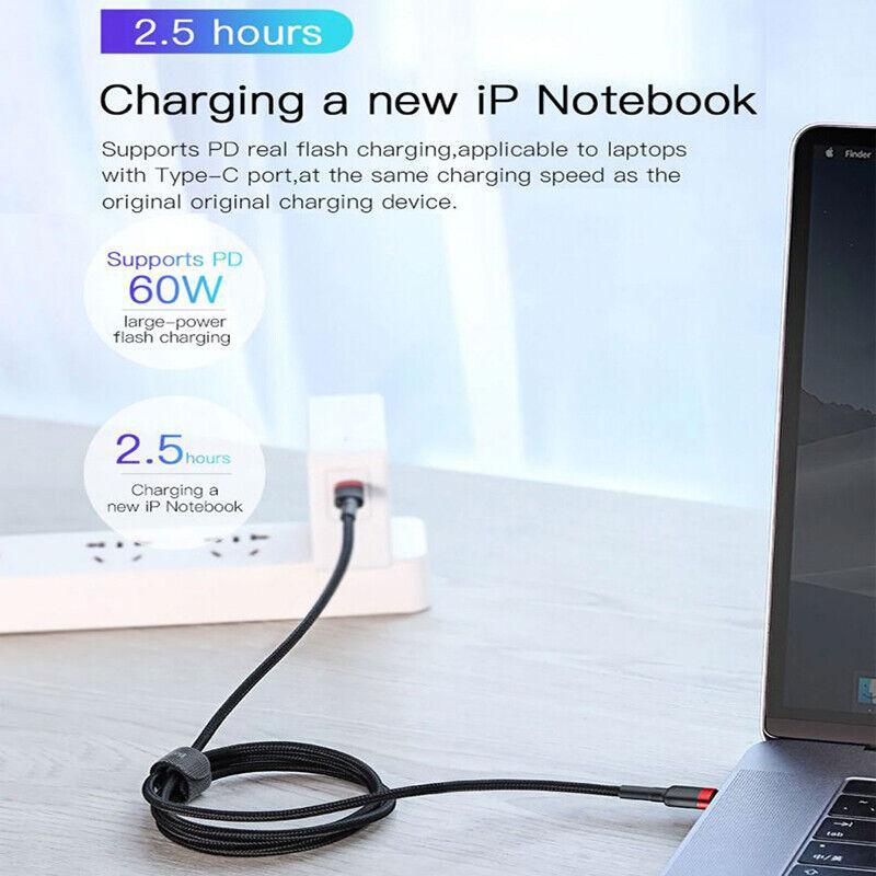 Baseus 60W USB C to Type C Cable PD Fast Charge Braided Lead