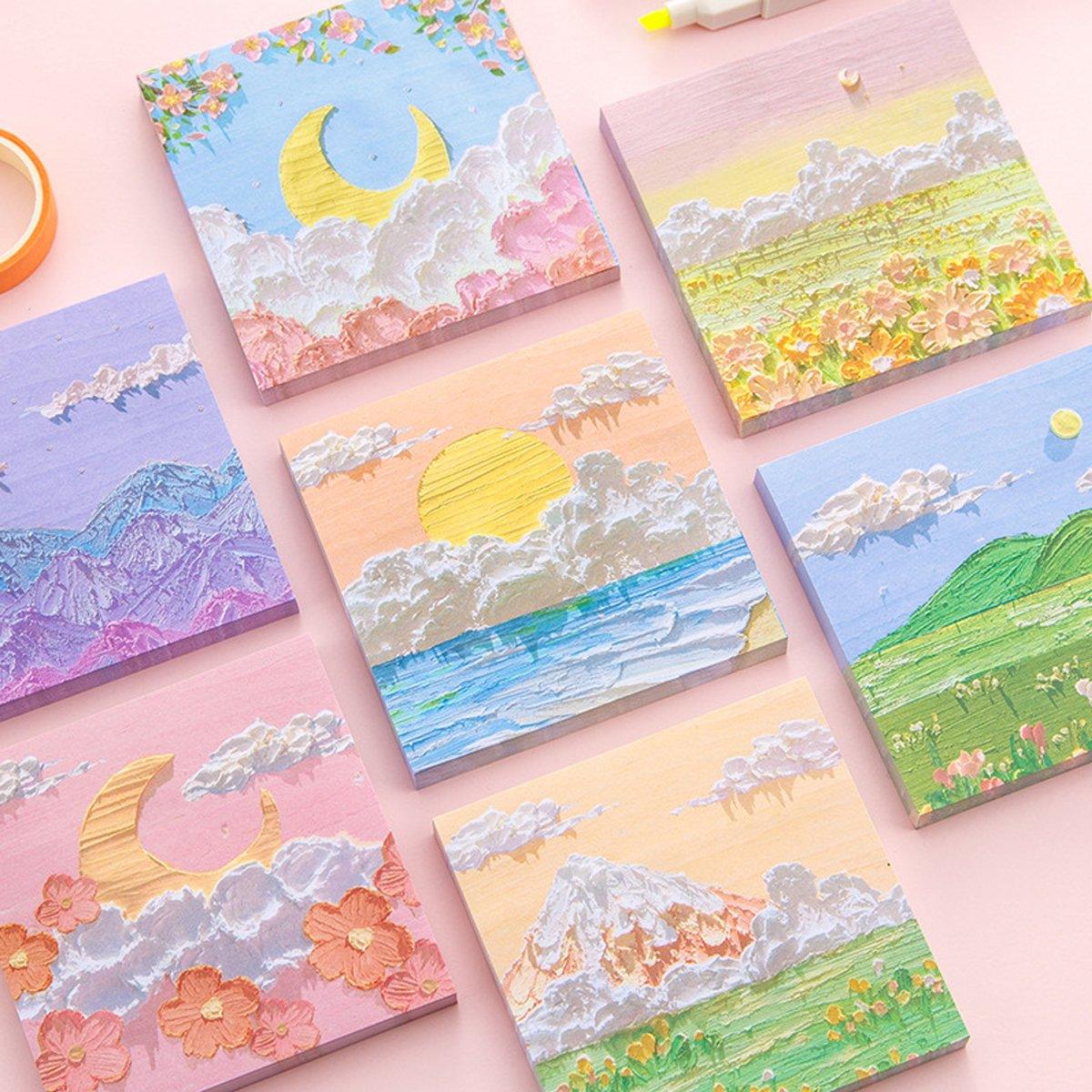 800 Sheets Colorful Oil Painting Sticky Notes Square Pads